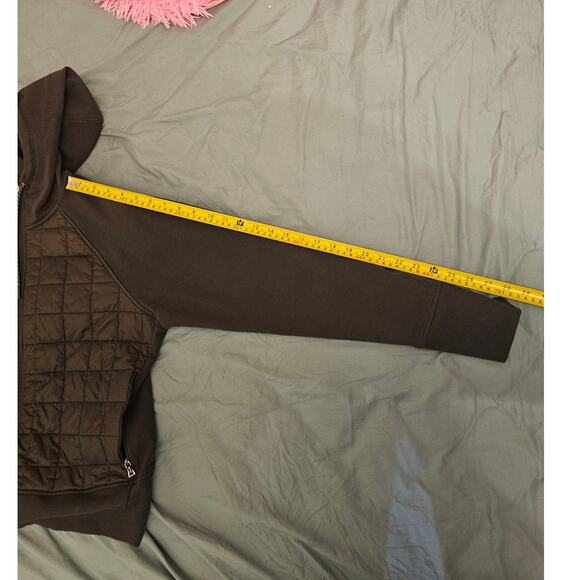 NWOT Dark Green Quilted Mixed Media Zip Up Hoodie Jacket Old Navy Women's Large - Picture 6 of 10